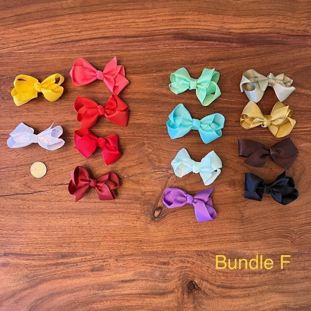 Grosgrain Ribbon Bow x14 Assorted Colors Bundle F